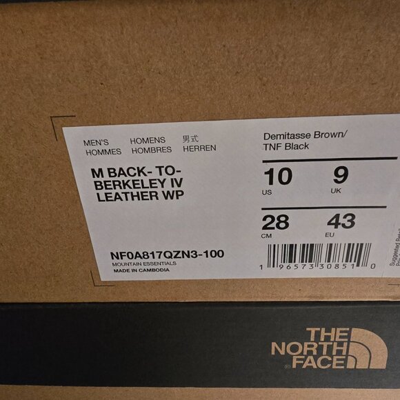 THE NORTH FACE Men's Back to Berkeley IV WaterProof Size 10 Demitasse Boots NEW - Picture 10 of 10